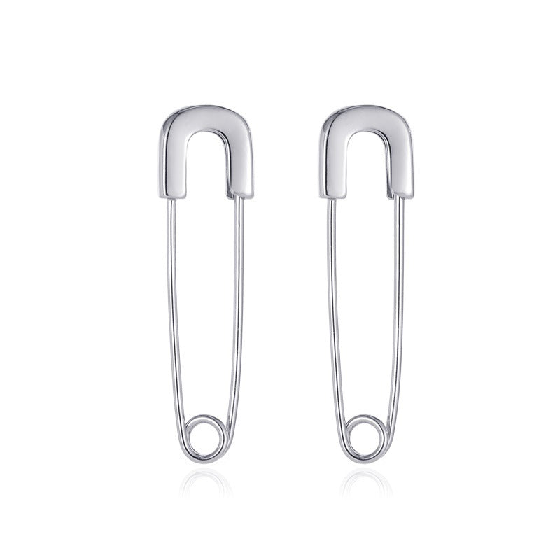 Paper clip earrings personality design sense simple ins cold cool handsome male and female pin earrings