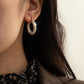 Jewelry fashion light luxury C-shaped full-diamond set earrings temperament all-match inlaid colored diamond geometric earrings