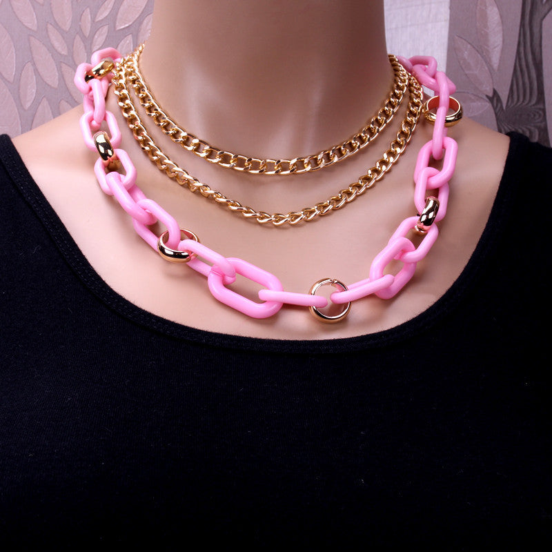 Sweater ChainMultilayer Acrylic Jewelry NecklaceHip Hop Trendy Pants Chain