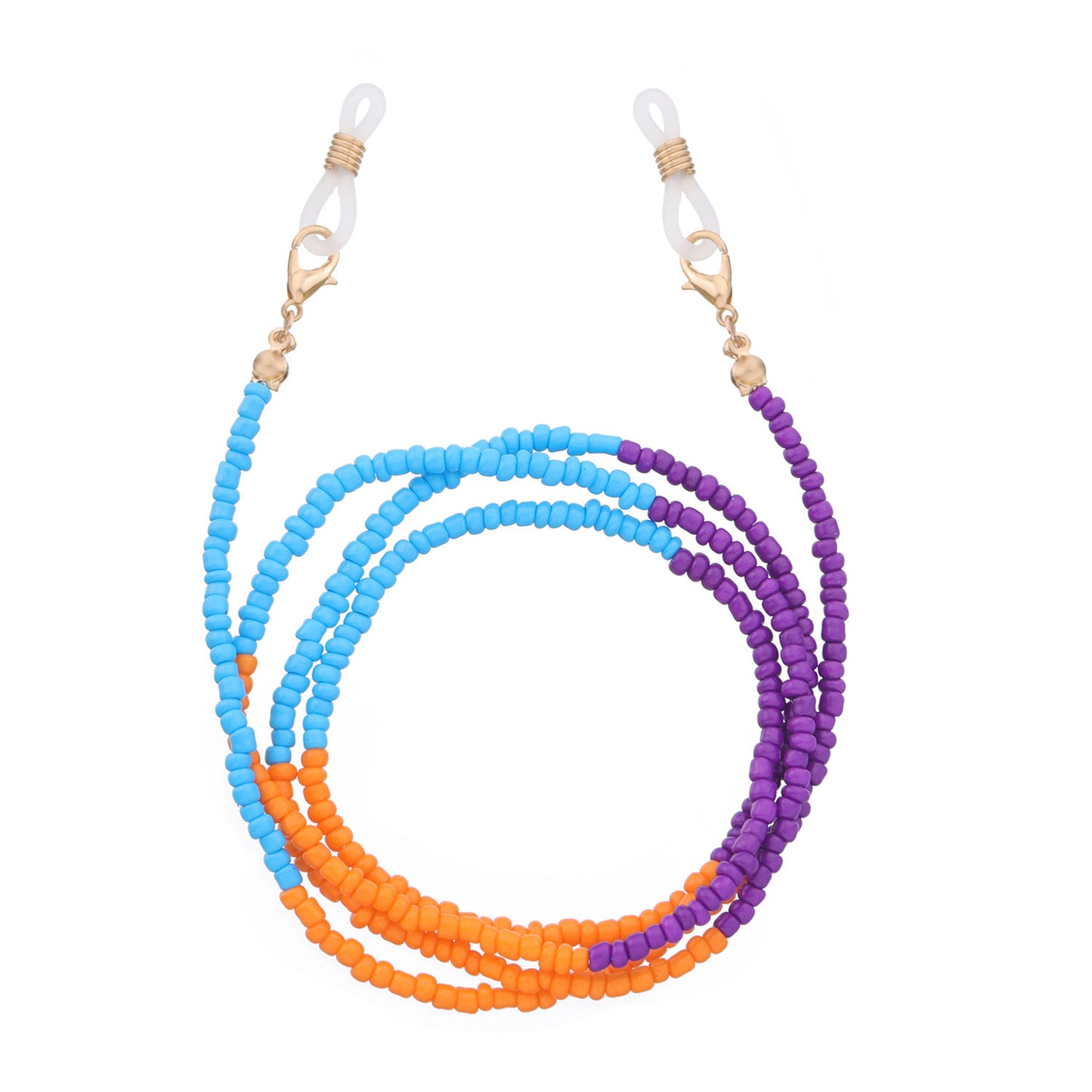 Jewelry multi-functional color rice bead glasses holder ladies face mask dual-use chain