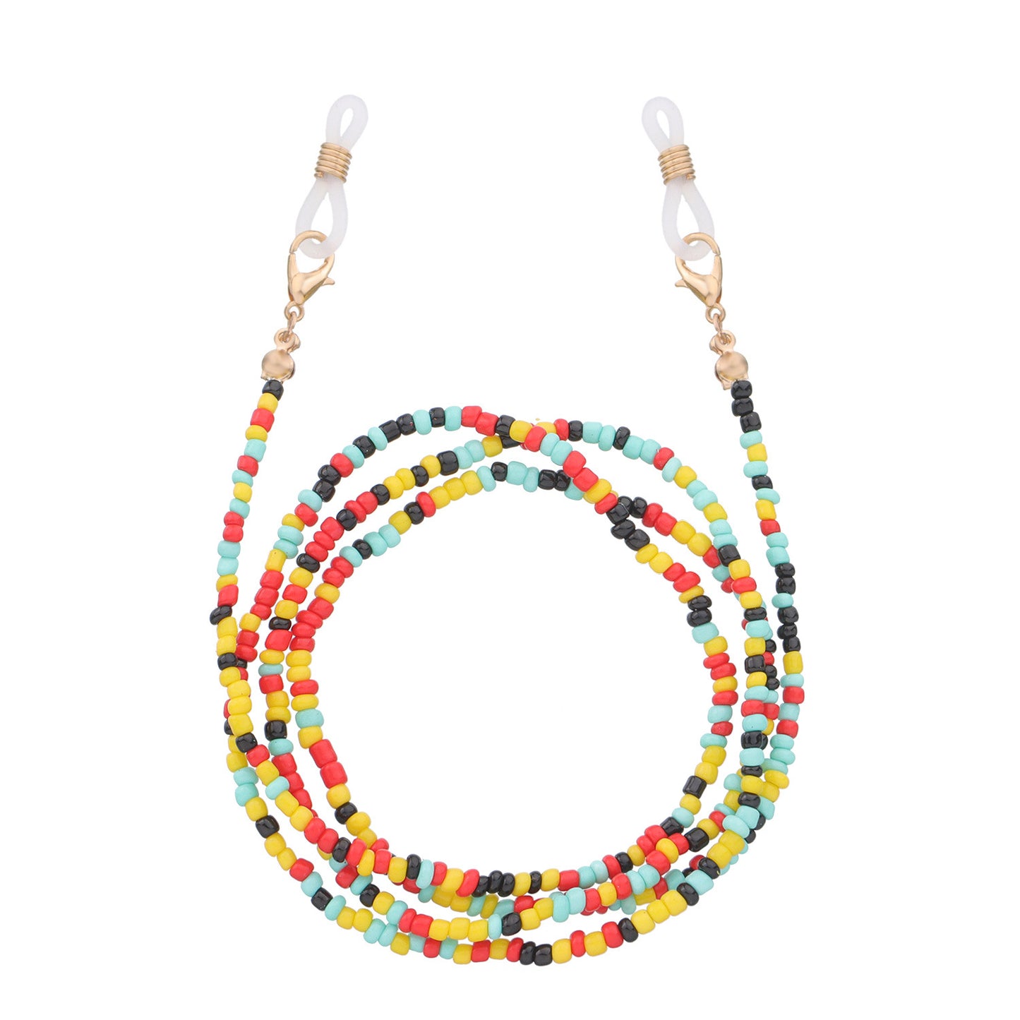 Jewelry multi-functional color rice bead glasses holder ladies face mask dual-use chain