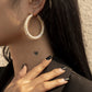 Jewelry fashion light luxury C-shaped full-diamond set earrings temperament all-match inlaid colored diamond geometric earrings