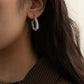 Jewelry fashion light luxury C-shaped full-diamond set earrings temperament all-match inlaid colored diamond geometric earrings