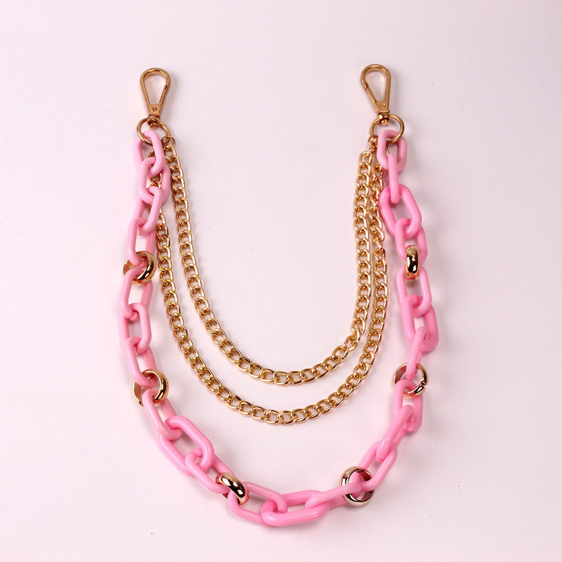 Jewelry cross chain fluorescent color punk waist chain acrylic metal multi-layer body chain hanging chain women