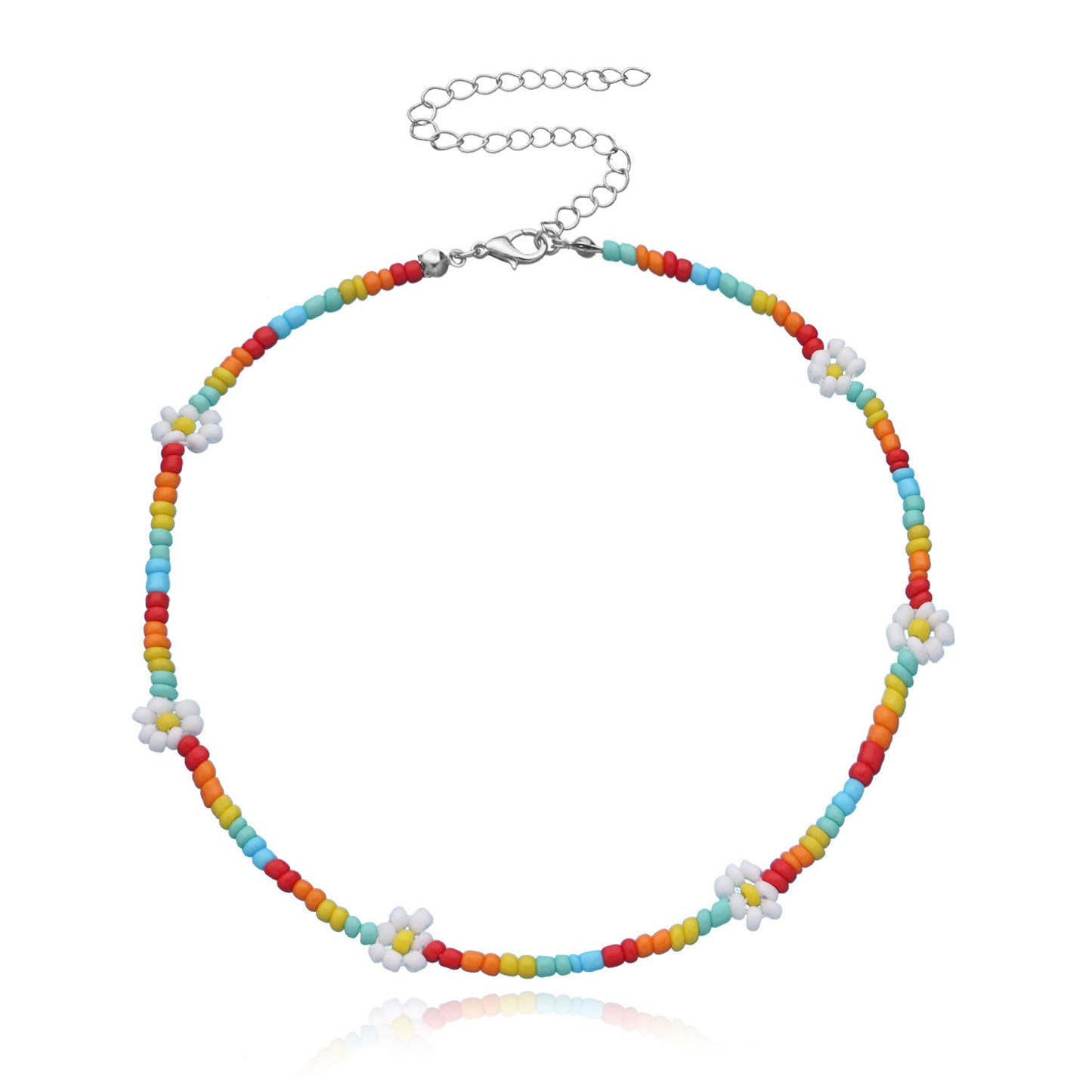 Jewelry Rice Bead Flower Necklace Women's Fashionable Temperament Adjustable Necklace