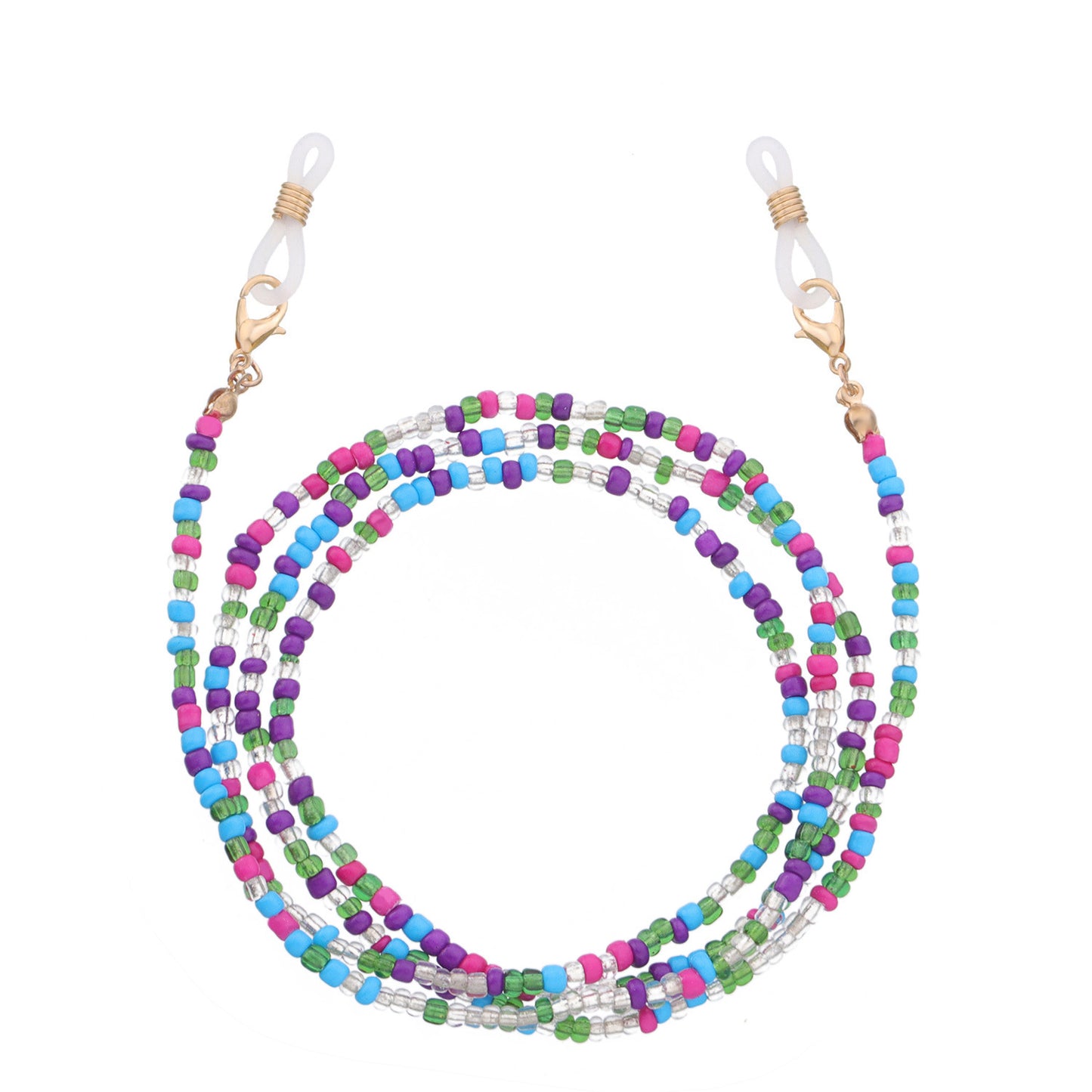 Jewelry multi-functional color rice bead glasses holder ladies face mask dual-use chain
