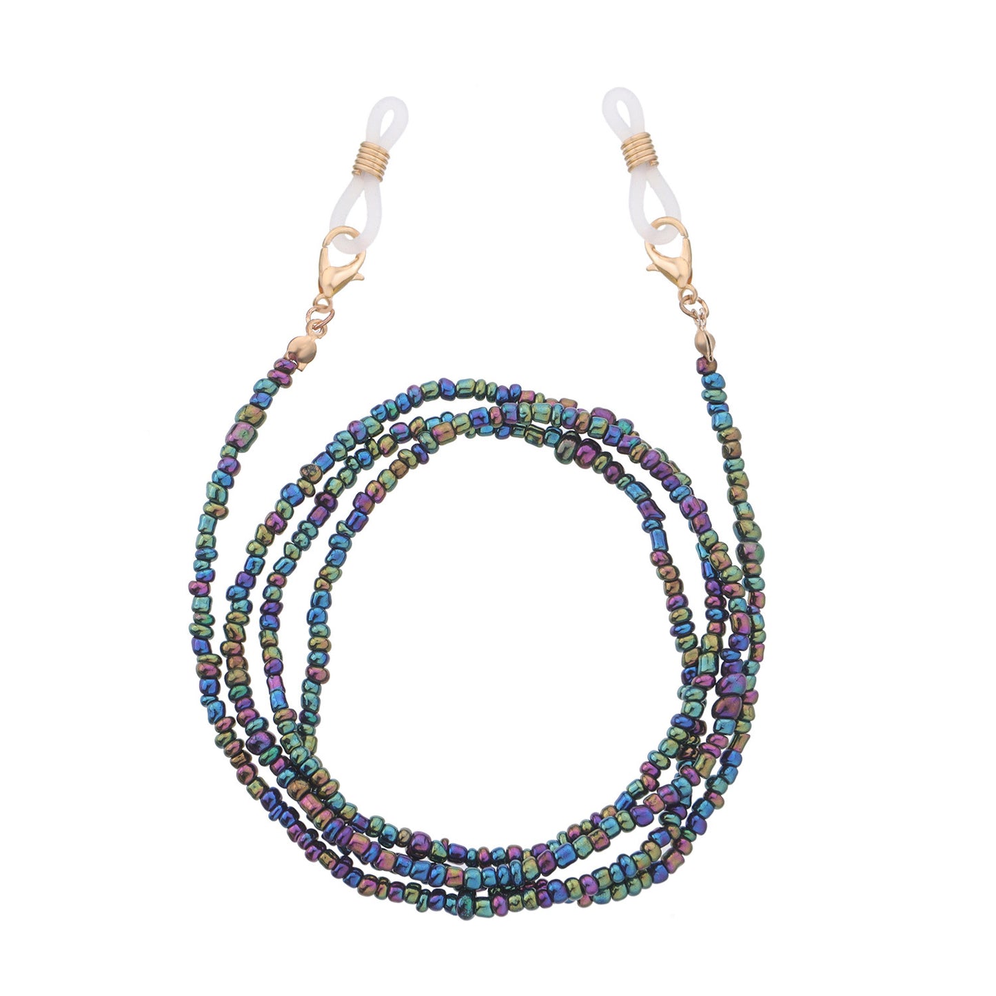 Jewelry multi-functional color rice bead glasses holder ladies face mask dual-use chain