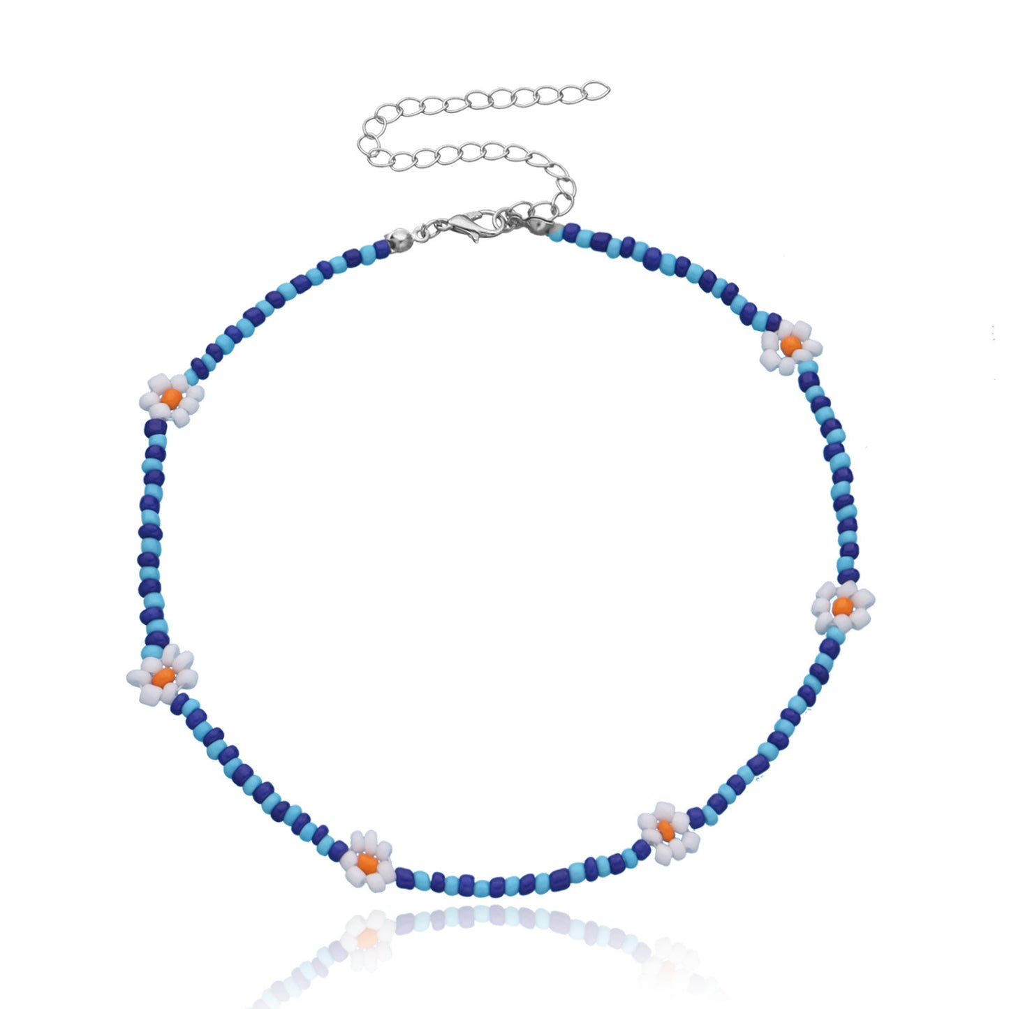 Jewelry Rice Bead Flower Necklace Women's Fashionable Temperament Adjustable Necklace