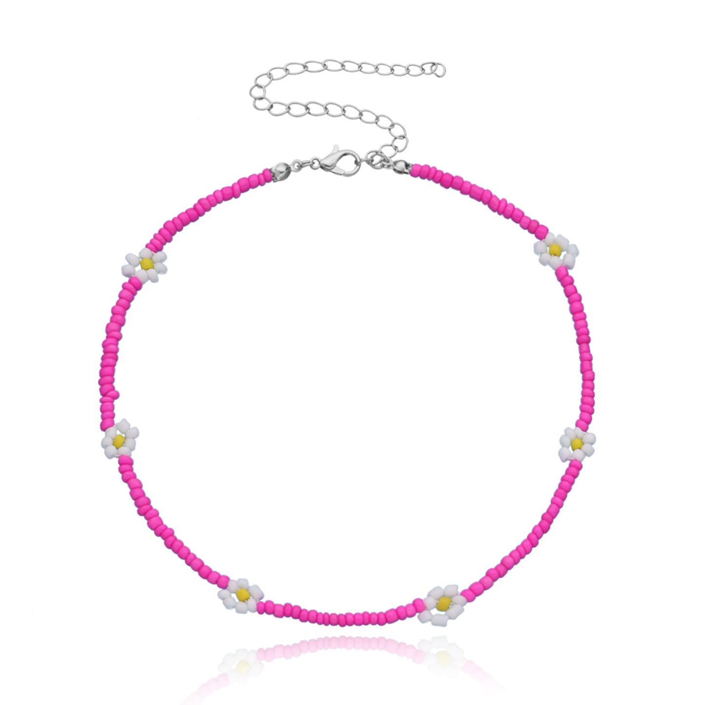 Jewelry Rice Bead Flower Necklace Women's Fashionable Temperament Adjustable Necklace