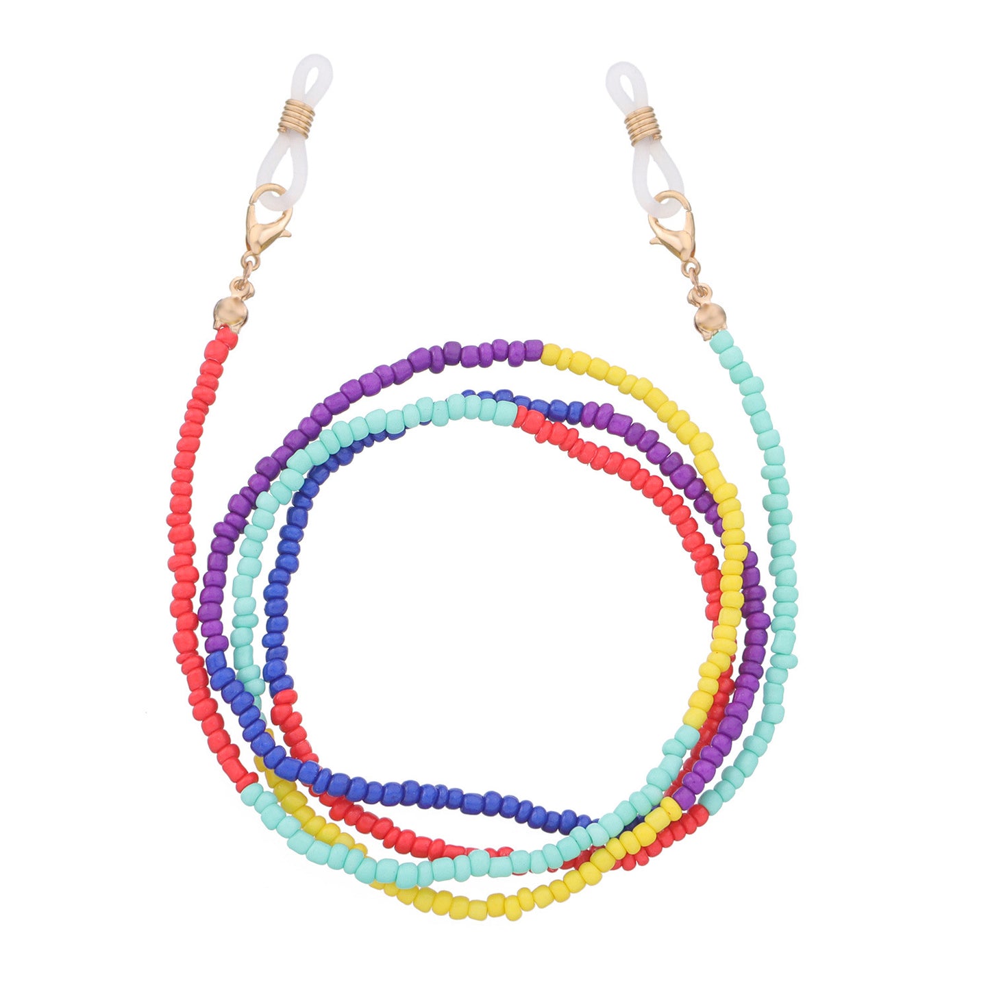 Jewelry multi-functional color rice bead glasses holder ladies face mask dual-use chain
