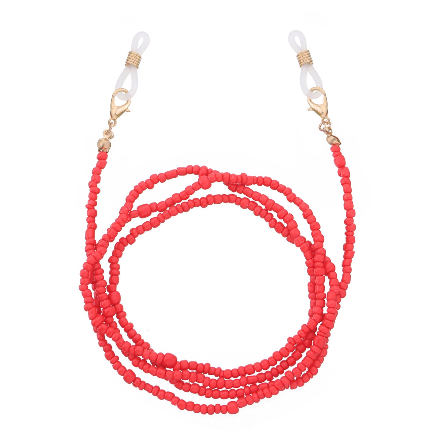 Jewelry multi-functional color rice bead glasses holder ladies face mask dual-use chain