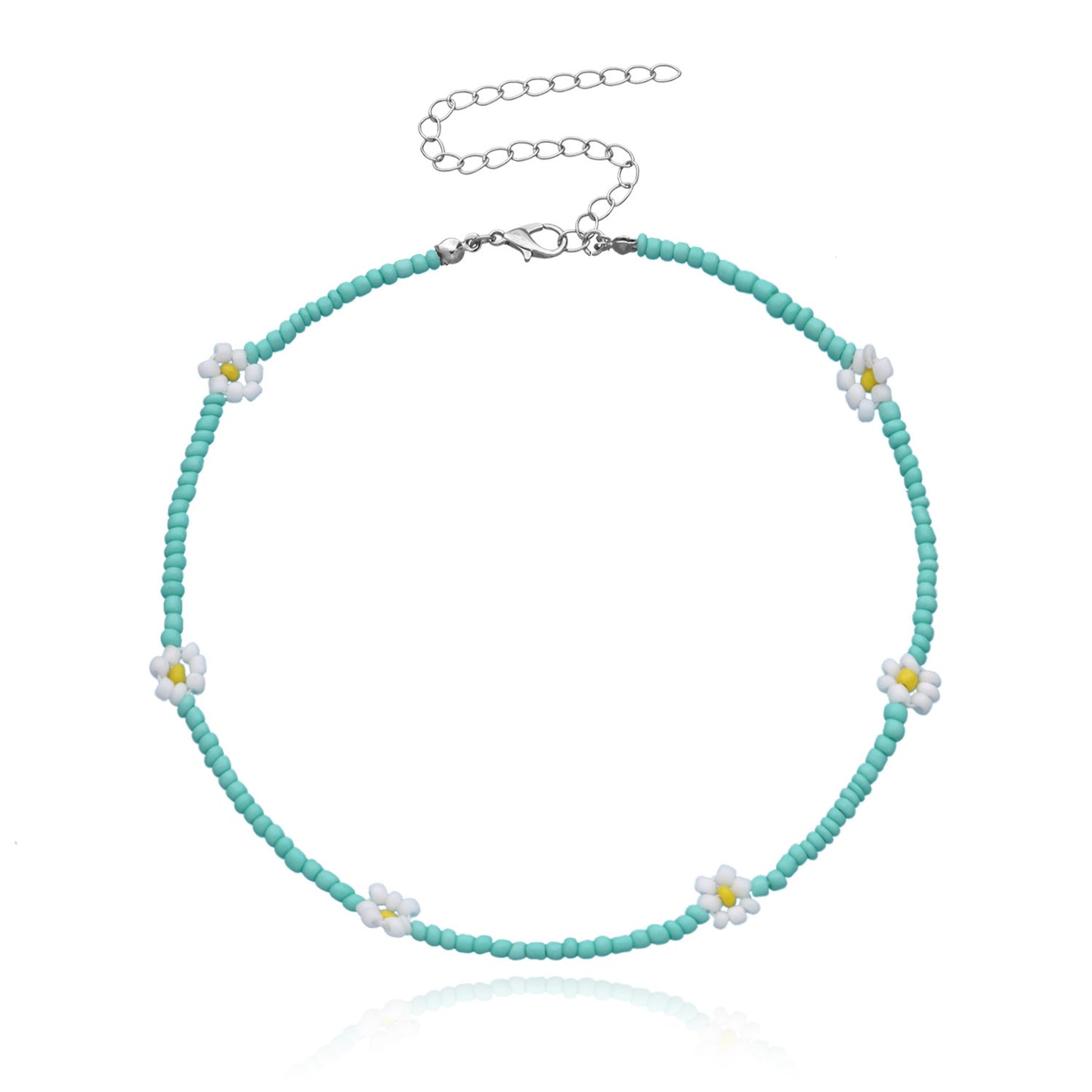 Jewelry Rice Bead Flower Necklace Women's Fashionable Temperament Adjustable Necklace
