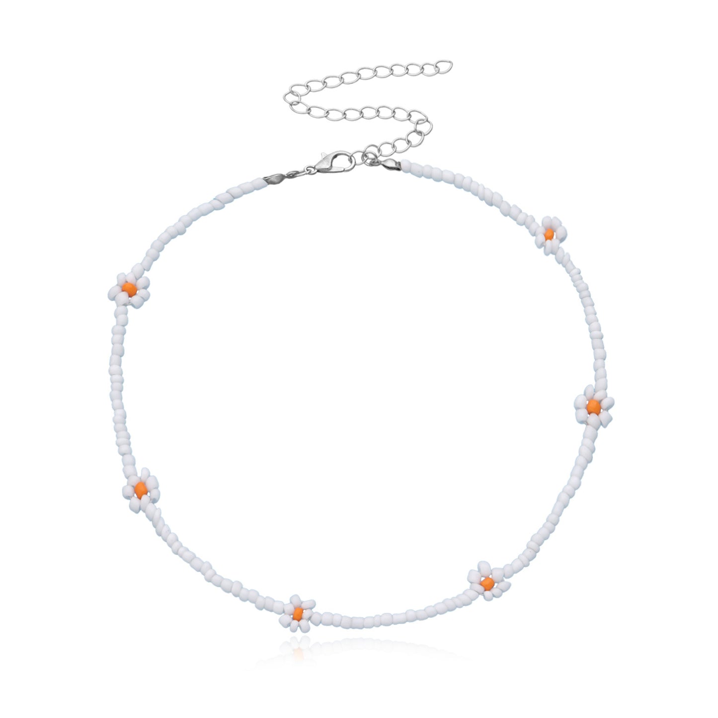 Jewelry Rice Bead Flower Necklace Women's Fashionable Temperament Adjustable Necklace