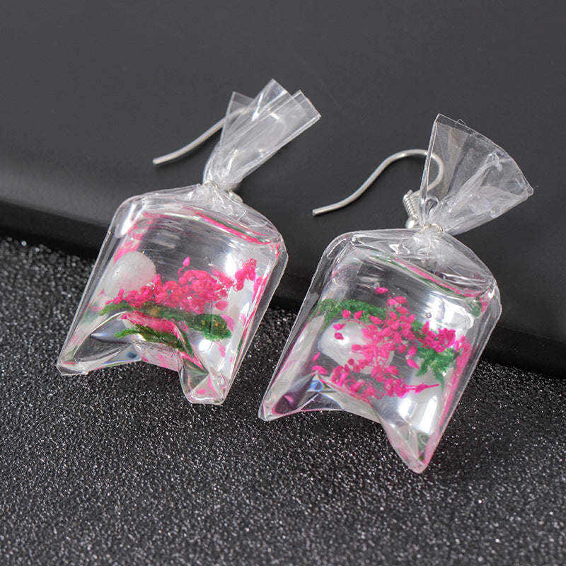 Fashion Creative Transparent Candy Goldfish Earrings Female Personality Carp Resin Earrings Earrings Earrings