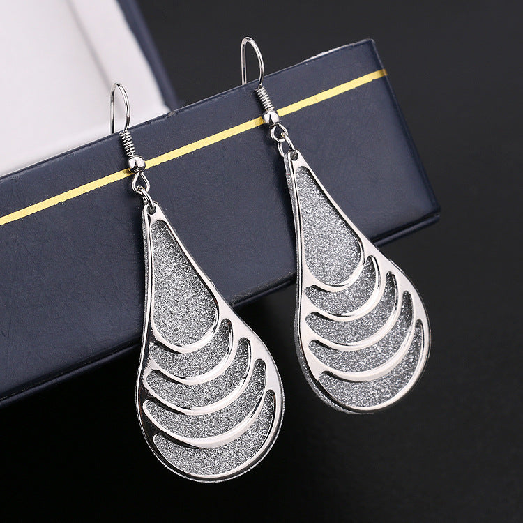 Popular Fashion Exaggerated Water Drop Alloy Frosted Earrings Boutique Earrings Earrings