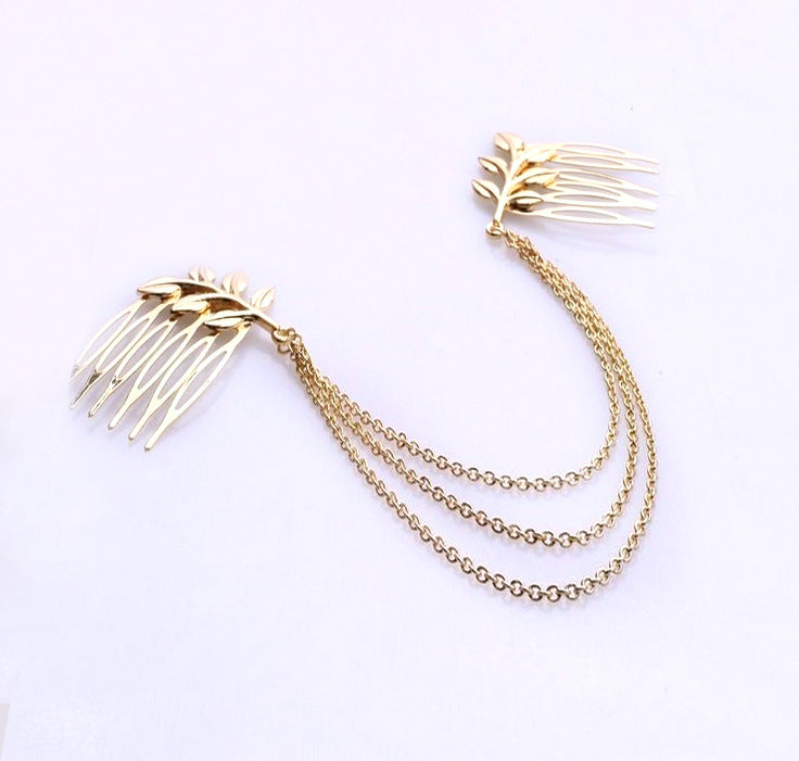 Jewelry leaf chain tassel hair band leaf hair comb insertion comb 2 yuan hair accessories