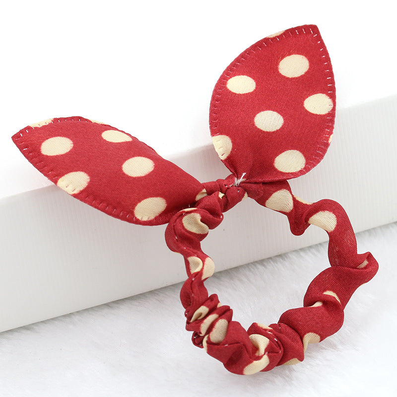 Rabbit Ears Hair Ring Bow Knot Hair Rope Hair Accessories Cute Playful Wave Nodding Flowers