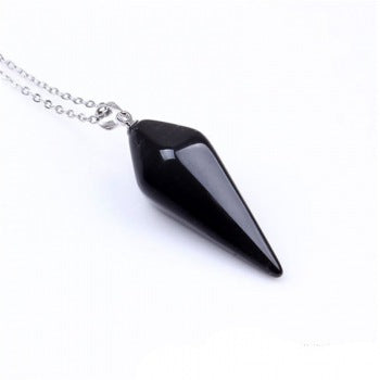 Fashion Natural Stone Crystal Hexagon Taper Pendant Clavicle Chain Necklace