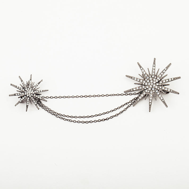Jewelry popular exaggerated full diamond star tassel chain brooch snowflake collar pin