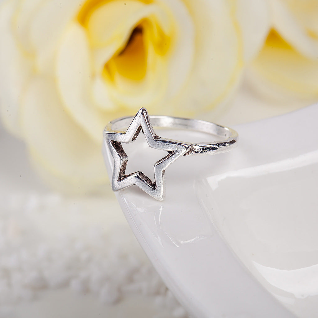 Fashion diamond triangle ring star moon ring ring five-pointed star sweet ring