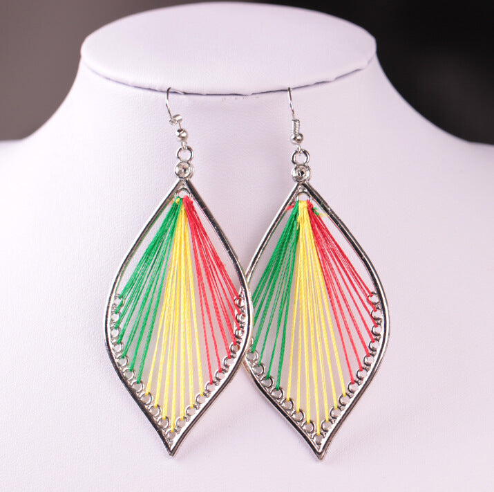 Fashion Exaggerated Earrings Handmade Silk Thread Oval Earrings Famous Jewelry