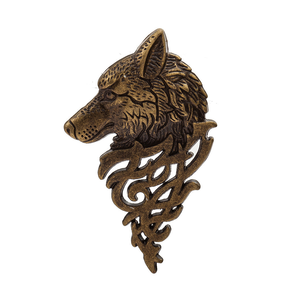 Retro Jewelry Personality Fashion Men's Suit Collar Pin Buckle Domineering Wolf Head Brooch Pin Collar