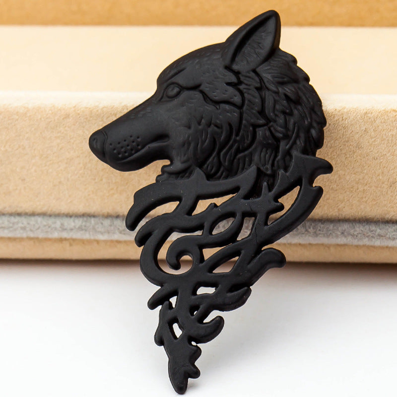 Retro Jewelry Personality Fashion Men's Suit Collar Pin Buckle Domineering Wolf Head Brooch Pin Collar