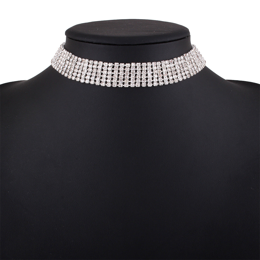 N517 Fashion Jewelry European Version Popular Beam Neck Element Necklace Trendy Women's Full Diamond Necklace Alloy Necklace