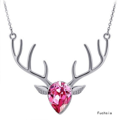 Popular Diamond Necklace Crystal Deer Head Clavicle Chain Creative Animal Pendant Jewelry