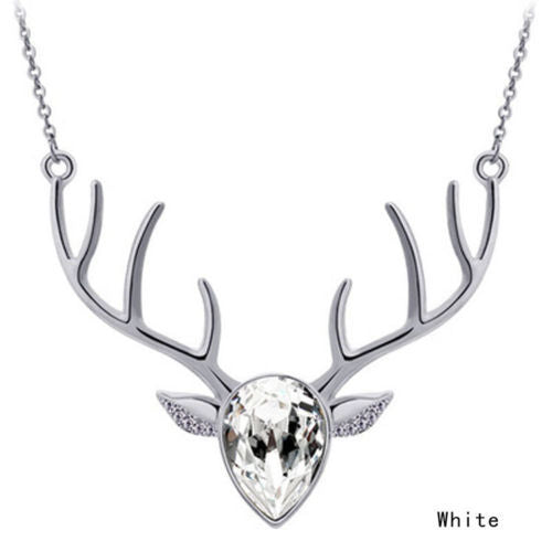 Popular Diamond Necklace Crystal Deer Head Clavicle Chain Creative Animal Pendant Jewelry