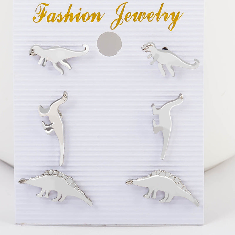 Spring Small Animal Dinosaur Set Personality Earrings Couple Earrings Earrings Studs