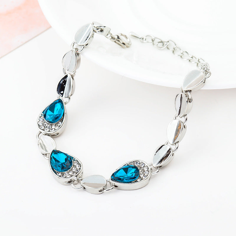 Fashion Jewelry Ocean Heart Peach Heart Diamond Crystal Bracelet Women's Accessories Bracelet