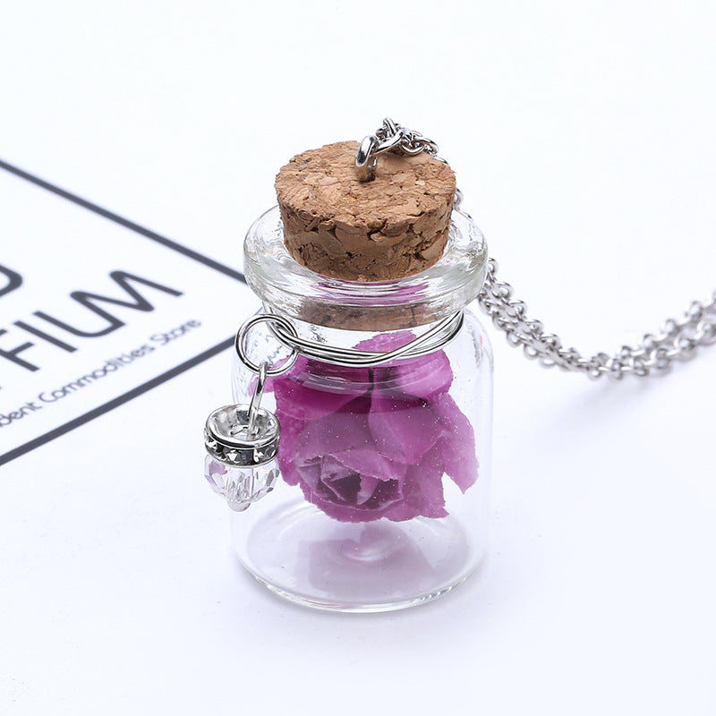 Fashion Beach Fresh Luminous Necklace Drifting Bottle Flower Luminous Jewelry Clavicle Chain