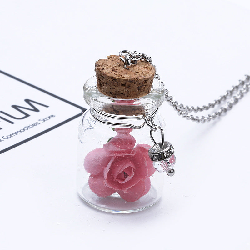 Fashion Beach Fresh Luminous Necklace Drifting Bottle Flower Luminous Jewelry Clavicle Chain