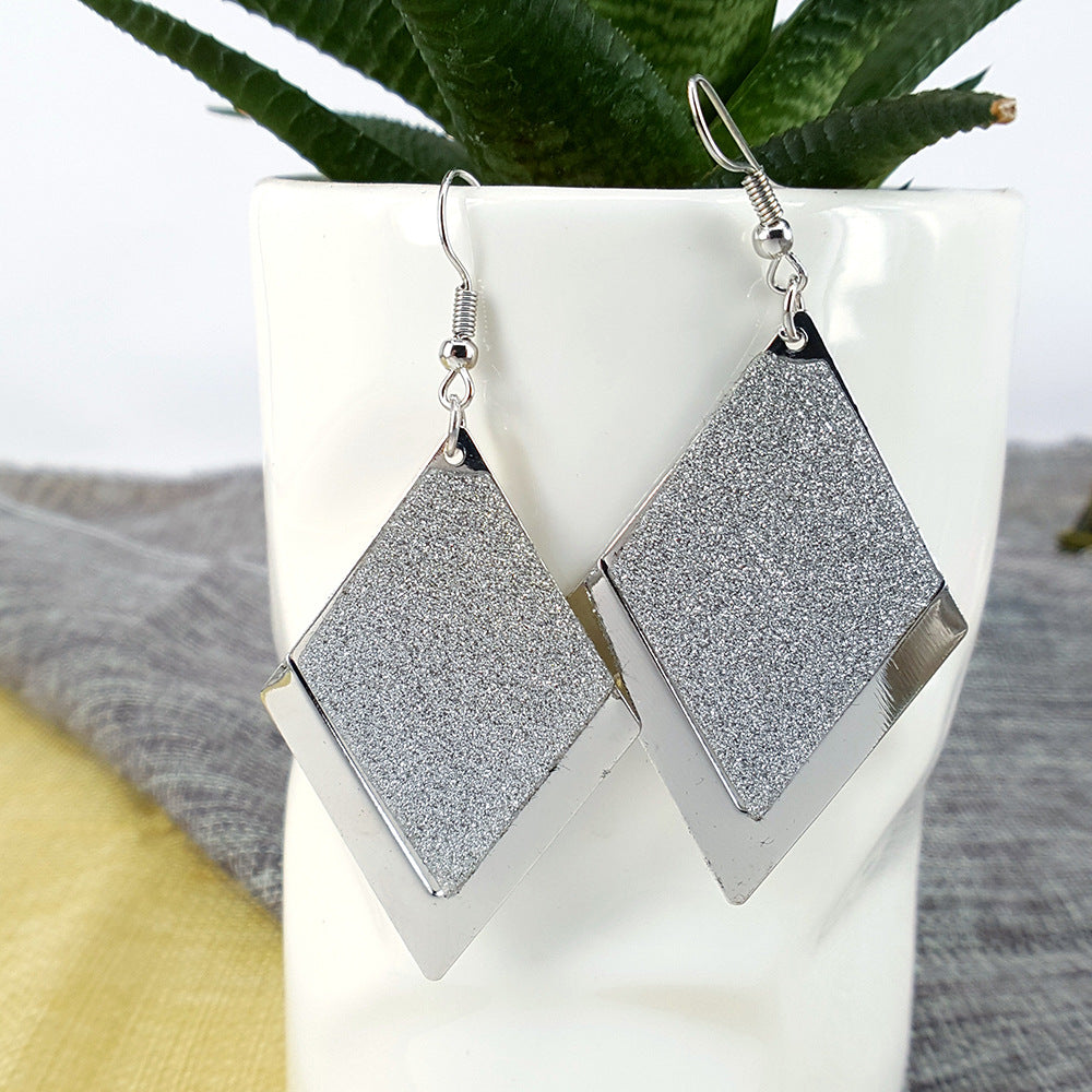 Fashion creative rhombus frosted geometric earrings female simple girl heart ear jewelry accessories earrings