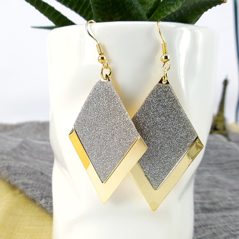 Fashion creative rhombus frosted geometric earrings female simple girl heart ear jewelry accessories earrings