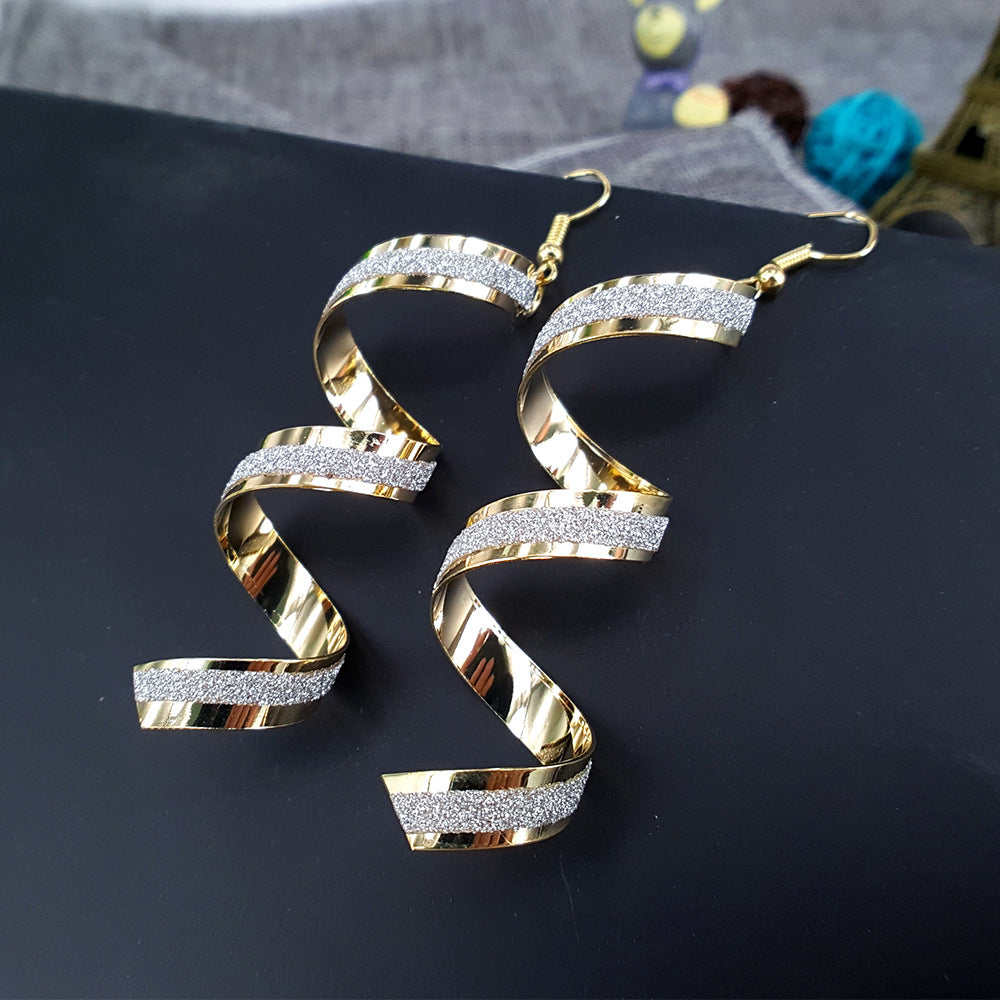 Long Fashion Earrings Frosted Spiral Earrings Earrings Accessories Jewelry