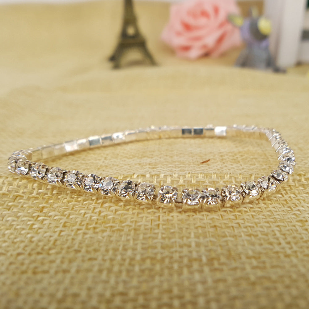 High Elastic Claw Chain Single Drain Diamond Bracelet Bridal Wedding Dress Accessories Diamond Bracelet