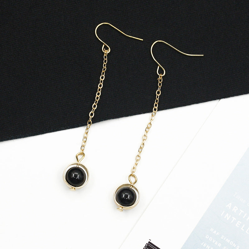 Popular ear jewelry long and short ring pearl pendant earrings simple and versatile