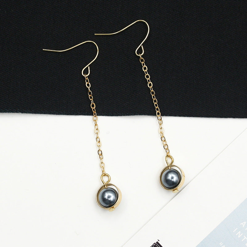 Popular ear jewelry long and short ring pearl pendant earrings simple and versatile