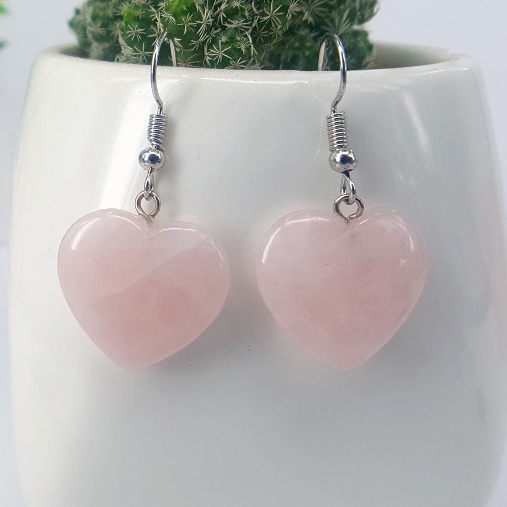 Natural Stone Small Love Earrings Sweet Simple Fashion Girls Earrings Floor Stall Jewelry Explosion