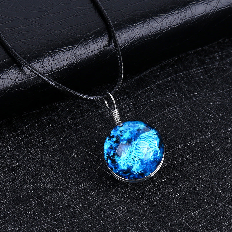 Personalized Zodiac Time Gem Luminous Necklace Dreamy Starry Sky Creative Couple Pendant