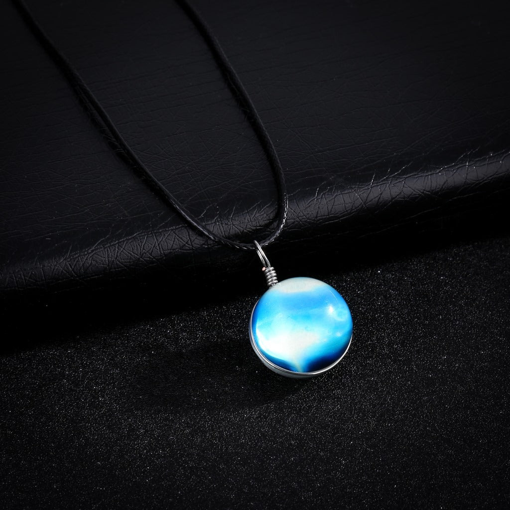 Harajuku Universe Fantasy Star Pendant Time Gem Handmade Glass Ball Luminous Necklace Jewelry