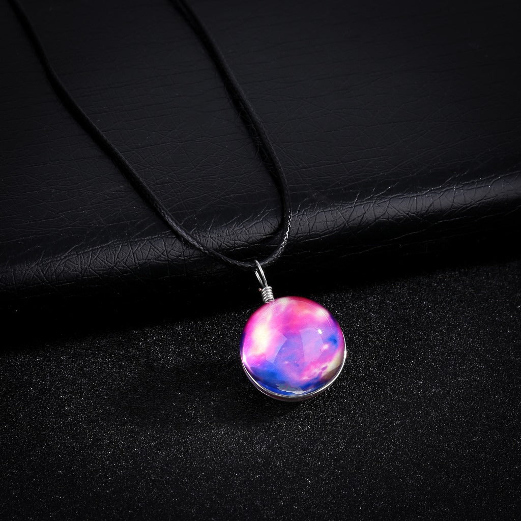 Harajuku Universe Fantasy Star Pendant Time Gem Handmade Glass Ball Luminous Necklace Jewelry