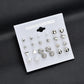Fashion Jewelry Set Earrings 12 Pairs Square Imitation Zircon Stud Earrings Peach Heart Diamond Earrings