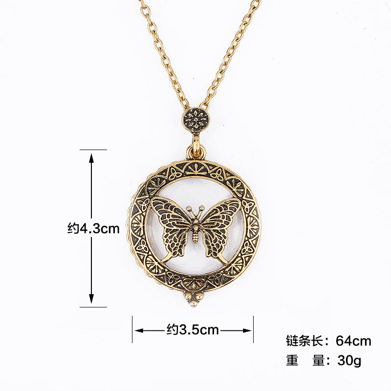 Fashion personality magnifying glass necklace creative retro animal pendant jewelry