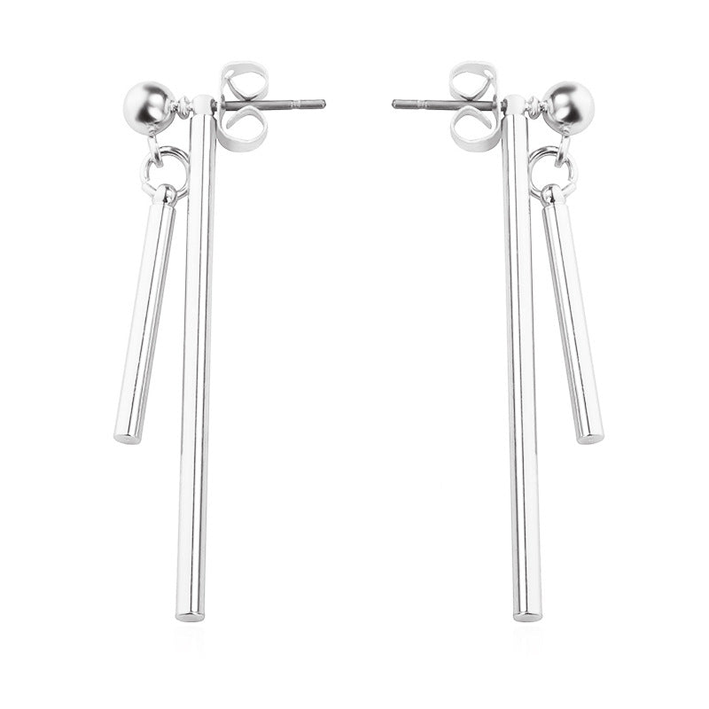 Edition Temperament Earrings Geometric Asymmetric One-word Alloy Stud Earrings Simple Vertical Strip Earrings