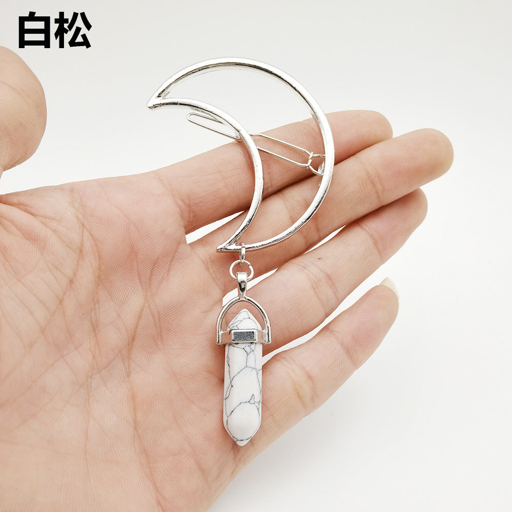 Jewelry spring and summer trendy hair accessories alloy moon hexagonal column headdress