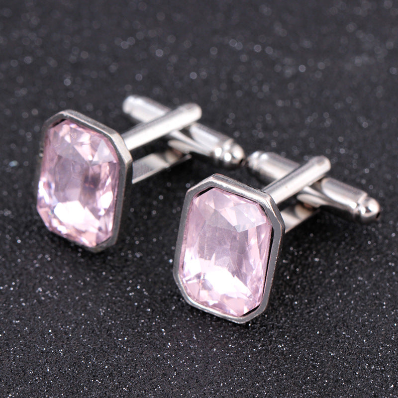 Square Crystal Cufflinks Jewelry Men's Cufflinks Gemstone Shirt Sleeve Nail Pattern Cufflinks