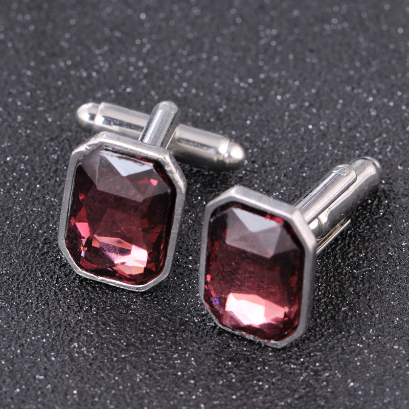 Square Crystal Cufflinks Jewelry Men's Cufflinks Gemstone Shirt Sleeve Nail Pattern Cufflinks
